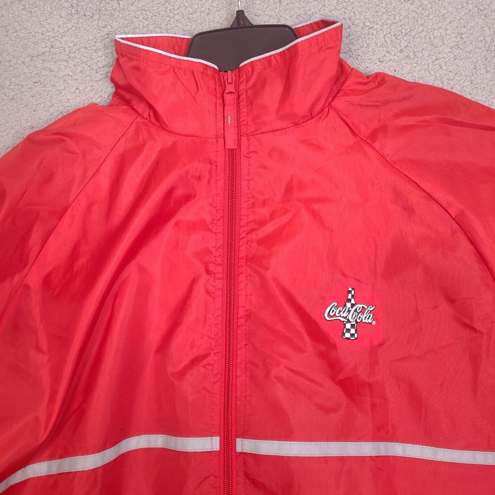 Coca Cola Windbreaker Jacket Mens XL Red Dunbrooke‎ Checkered Logo Mesh Lining